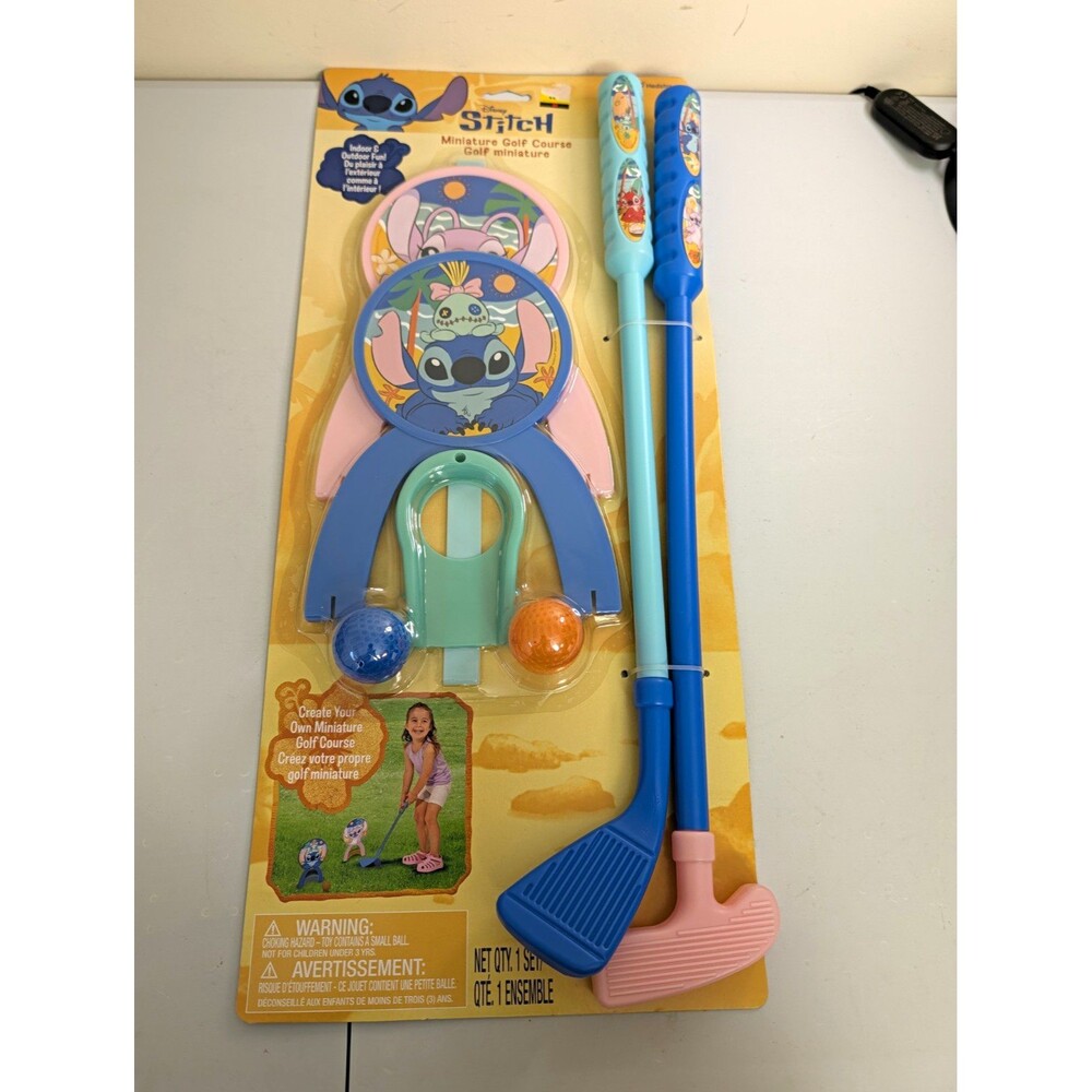 Disney Stitch Miniature Golf Course Kids Set 2 Right-Handed Putters, 2 Balls